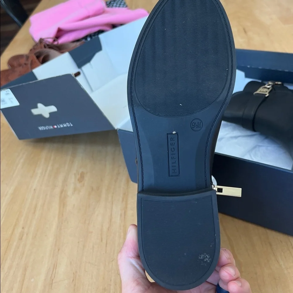 Tommy Hilfiger Black Ankle Booties with Gold Accent